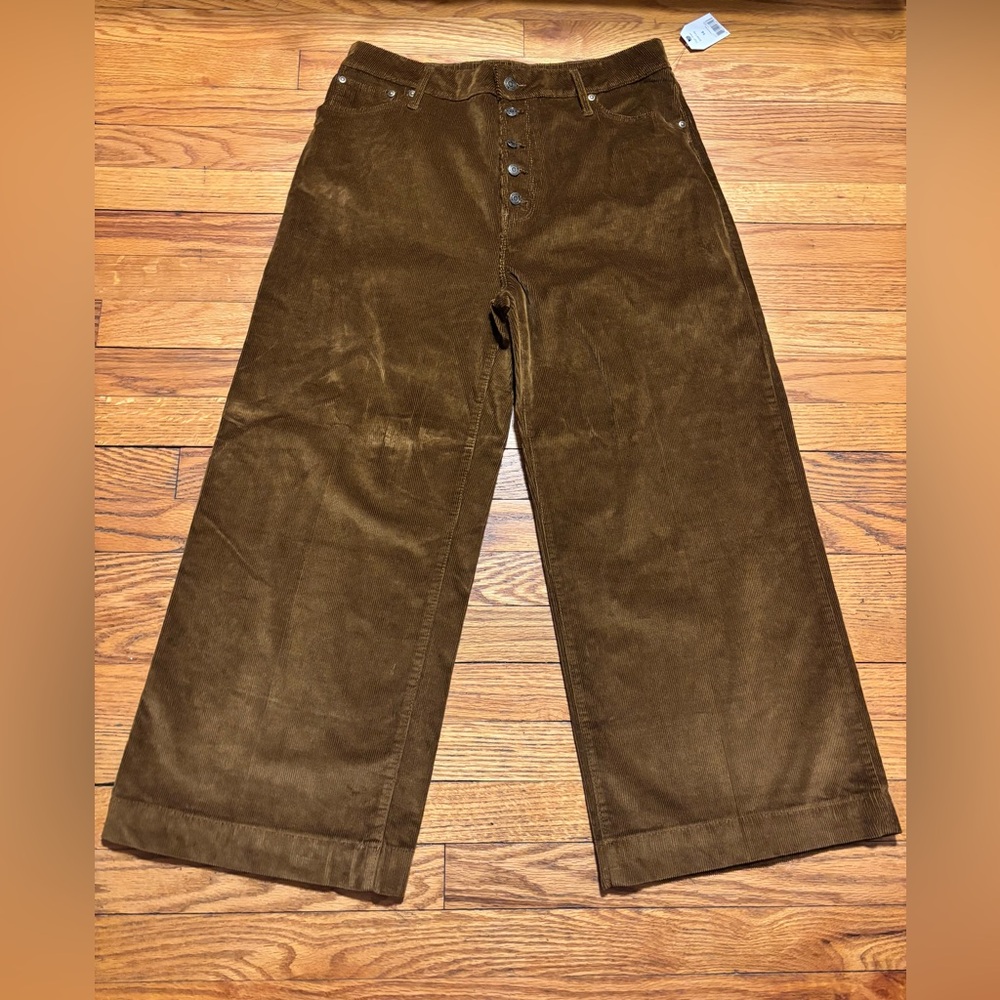 Time and Tru High Rise Wide Leg Corduroy Pants - Chocolate Brown